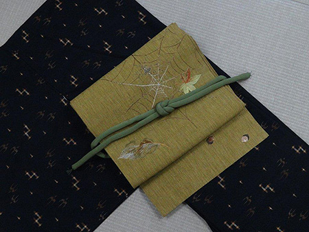 本場久米島紬と蜘蛛の巣の刺繍帯 | 灯屋2銀座店 ブログ