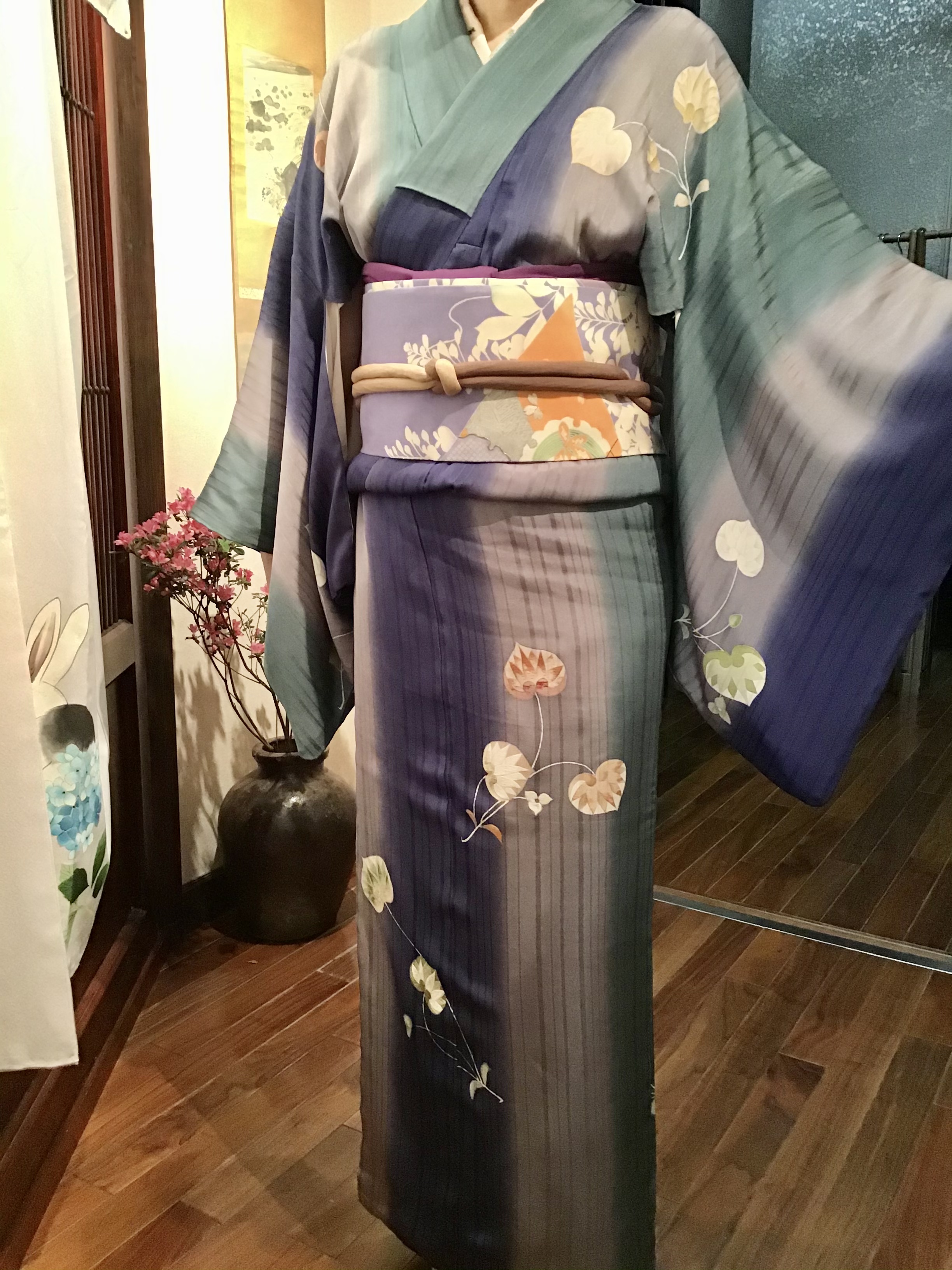 紋錦紗 絵羽長羽織 正絹 芍薬 着物 antique kimono A-1107 ☆新春福袋