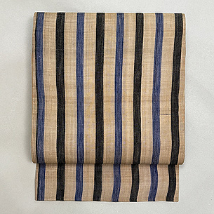 芭蕉布苧麻交織2色縞の名古屋帯
