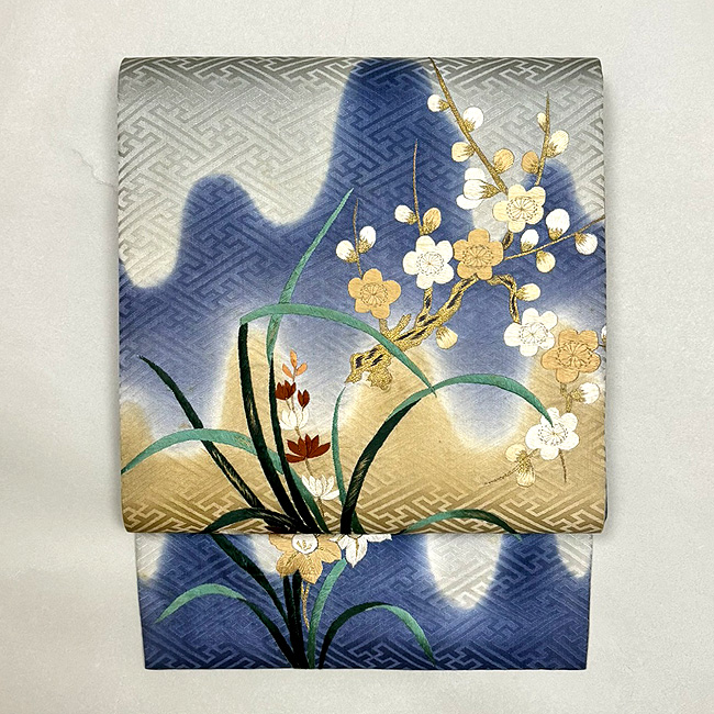 壺垂れに梅菊水仙文様刺繍名古屋帯 66,000円(税込)帯24-12-30 | アンティーク着物の灯屋2